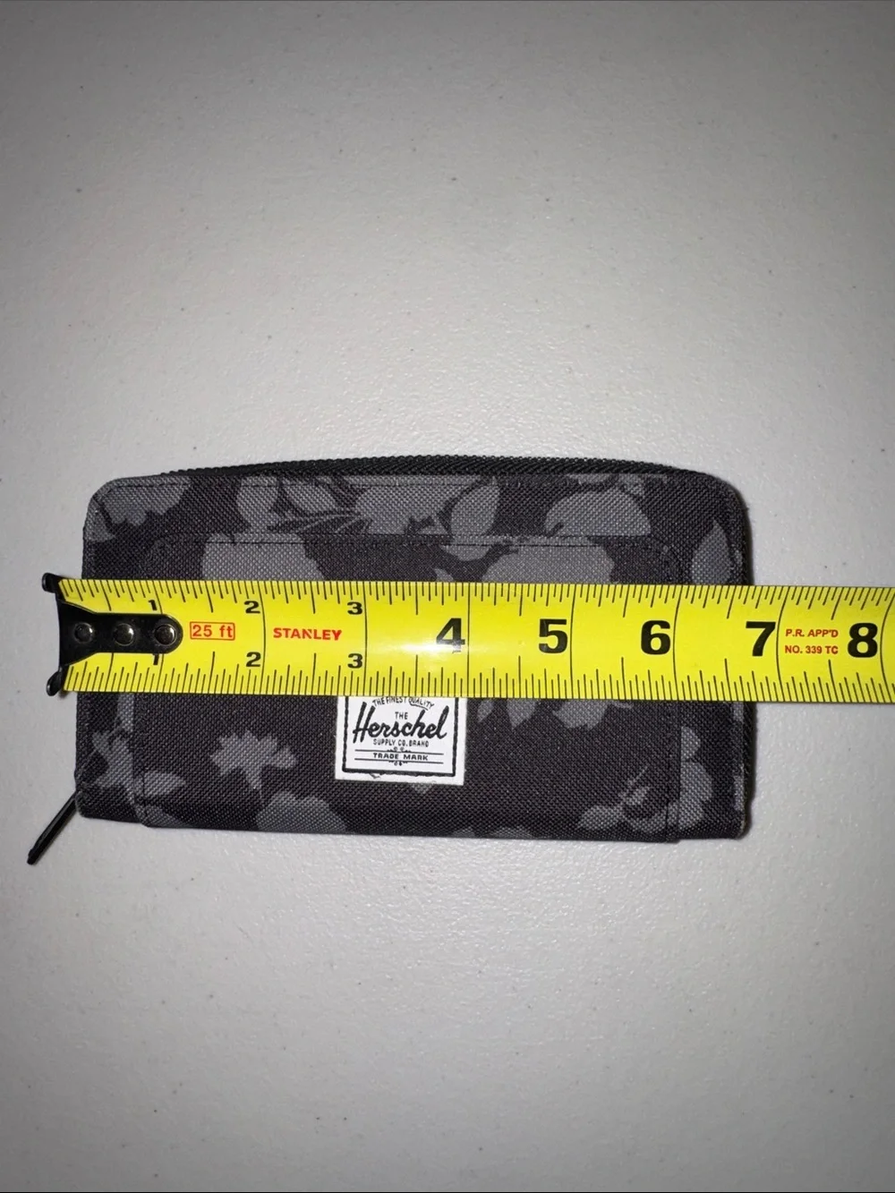 Herschel Black & Gray Floral Zip Card and Key Holder